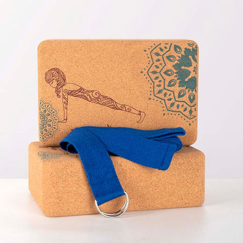 Yoga Block Cork | High Density Pure Cork | Yoga Strap | Yoga Block